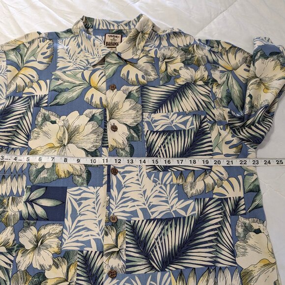 TOMMY BAHAMA Shirt Men's L Multicolor Floral Leaf Silk Hawaiian Loop Collar - Picture 13 of 14